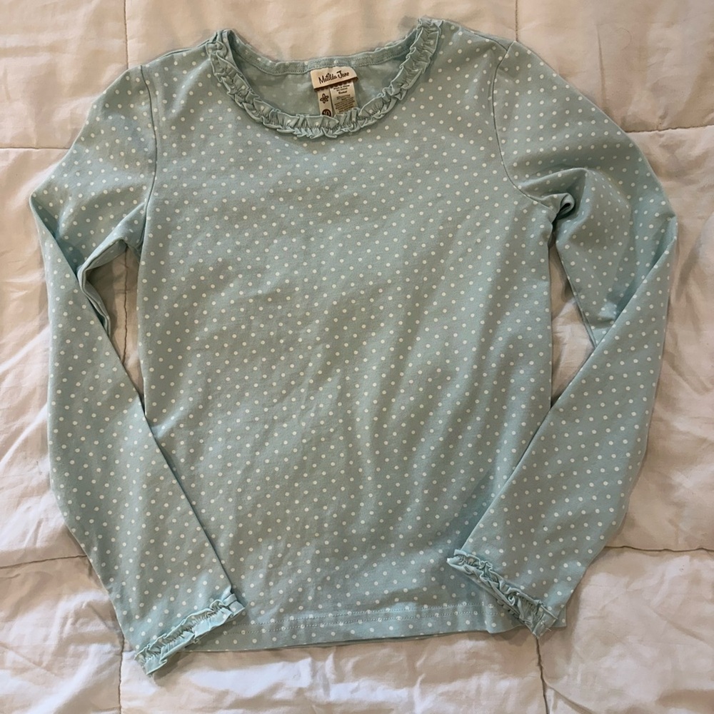 Matilda Jane Sky Blue Polka Dot Ruffle Top
